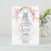キンセアニラ |青淡い色のいガウンのピンクの花 招待状 (スタンド正面)