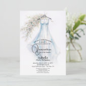 キンセアニラ |青淡い色のいガウンの白い花 招待状 (スタンド正面)
