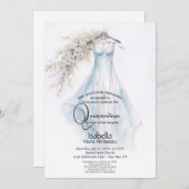 キンセアニラ |青淡い色のいガウンの白い花 招待状 (正面/裏面)