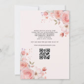 キンセアニラQRコード赤面ピンクローズフローラ 招待状 (裏面)