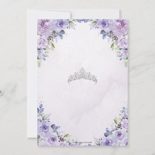 キンセアニラXVパープル薄紫フローラシルバークラウン 招待状 (裏面)