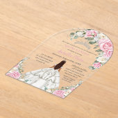 キンセアニラXVピンクホワイトフローラプリンセスシルバー アクリル招待状 (レイダウン)