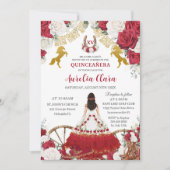 キンセアニラXV 15シャーロレッドホワイトフローラウマ 招待状 (正面)