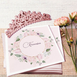 キンセアネラバラ赤面ピンク スタンダードカクテルナプキン