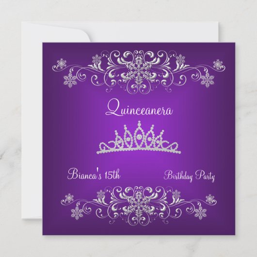 キンセイェーラ 15歳 紫ブラックダイヤモンド ティアラ 招待状 (正面)