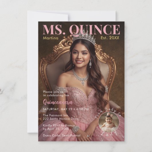 キンセイ・エレガント・ピンク　フィフティーーン・セレブレーション 招待状 (正面)