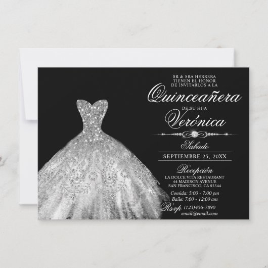キンセエレガントアスペインのニエラミスカインスシルバー 招待状 (正面)