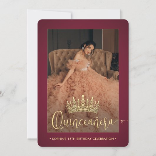 キンセエレガントニェラクラウンモダン2写真ブルゴーニュ 招待状 (正面)