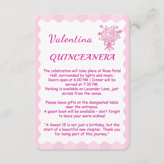 キンセエレガントニェラフローラブーケ | ピンクと白 エンクロージャーカード (正面)