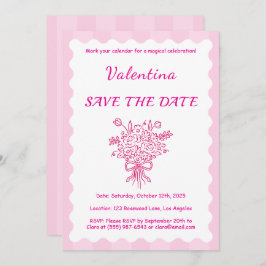 キンセエレガントニェラフローラブーケ | ピンクと白 招待状