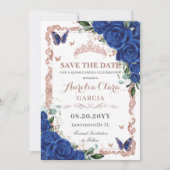 キンセエレガントニェラ王室のブルーフローラバラ金ゴールド セーブザデート (正面)