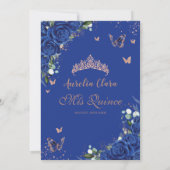 キンセエレガントニェラ王室のブルーフローラバラ金ゴールド セーブザデート (裏面)