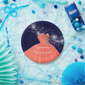 キンセエレガントニエラコーラルガウン紙プレート ペーパープレート (パーティー)