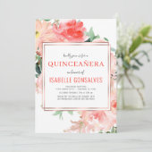 キンセエレガントーニェラウォーターカラーピーチコーラルフローラ 招待状 (スタンド正面)