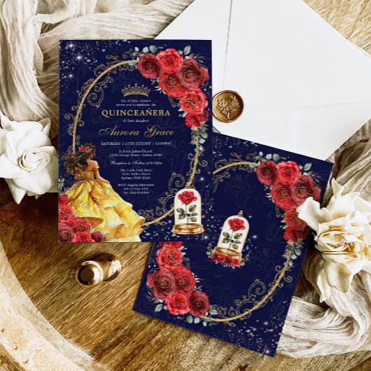 キンセエレガントーニェラエンチャントレッドローゼスフローラ 招待状