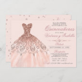 キンセエレガントーニェラスペインのクリンスピンクローズツインズ 招待状 (正面/裏面)