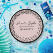 キンセエレガントーニェラブラックスワール赤面PInk ペーパープレート (パーティー)