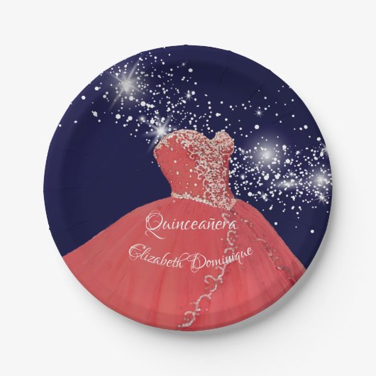 キンセエレガントーニェラレッドガウン ペーパープレート (正面)