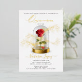 キンセエレガントーニェラレッドローズスペインの入り 箔招待状 (立ち正面)