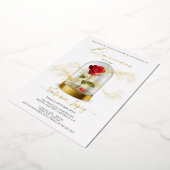 キンセエレガントーニェラレッドローズスペインの入り 箔招待状 (回転した状態)