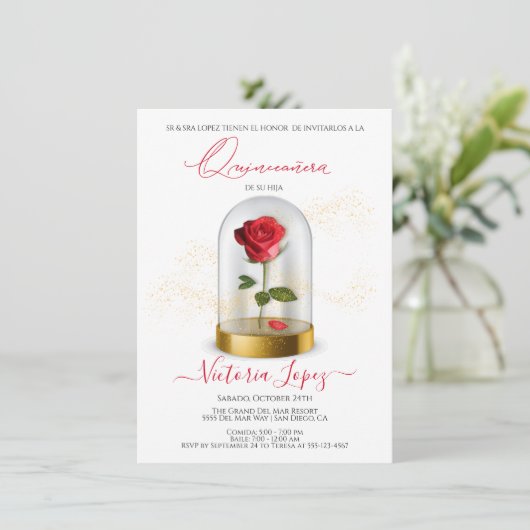 キンセエレガントーニェラレッドローズスペインの招待状 招待状 (スタンド正面)