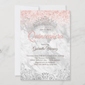 キンセエレガントーニエラティアラピンクグリッターパーティー 招待状 (正面)