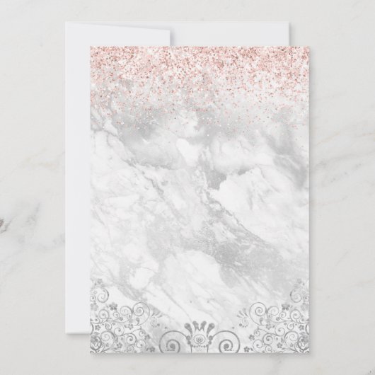 キンセエレガントーニエラティアラピンクグリッターパーティー 招待状 (裏面)