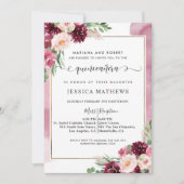 キンセエレガントーニエラブルゴーニュ赤面ピンクフローラ 招待状 (正面)