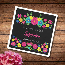 キンセカラフルーニェラメキシコの花紙ナプキン スタンダードカクテルナプキン