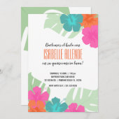 キンセスペインのイネラ熱帯ルアウ(ハワイ式宴会)明るいフローラ 招待状 (正面/裏面)