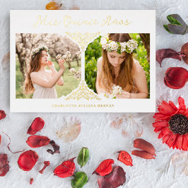 キンセスペインのニラファンシーフローリッシュ効果2枚 箔招待状