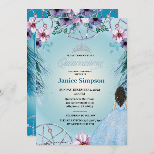 キンセスペインのーニェラ羽毛ドリームキャッチャーInvitati 招待状 (正面/裏面)