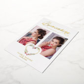 キンセスペインのーニエラロマンティックレッドピンクシェードハート 箔招待状 (回転した状態)