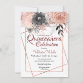 キンセニェラお祝いピンクロセスフローラ 招待状 (正面)