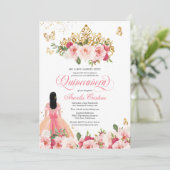 キンセニェラバタフライ赤面ピンク水色フローラ 招待状 (スタンド正面)