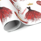 キンセニェラレッド金ゴールドブラックパーティー衣服   ラッピングペーパー (ロールコーナー)