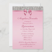 キンセニエレガントラシルバーフェイクセキンズピンクボウ 招待状 (裏面)