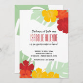 キンセニスペインのラ熱帯ルアウ（ハワイ式宴会）レッドフローラ 招待状 (正面/裏面)