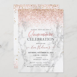 キンセニ書ェラ、スター、大理石+バラ金ゴールド 招待状