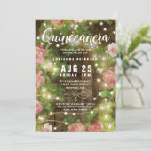 キンセニ素朴ラピンクフローラストリングライトパーティー 招待状 (スタンド正面)