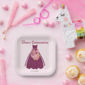 キンセモダンネラグリッターガウン ペーパープレート (パーティー)