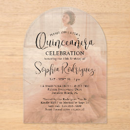 キンセモダンーニェラフォトオーバーレイ15誕生日 アクリル招待状