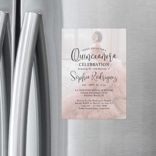 キンセモダンーニェラフォトオーバーレイ15誕生日 マグネット招待状