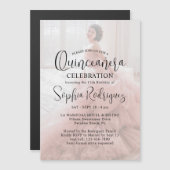 キンセモダンーニェラフォトオーバーレイ15誕生日 マグネット招待状 (正面/裏面)