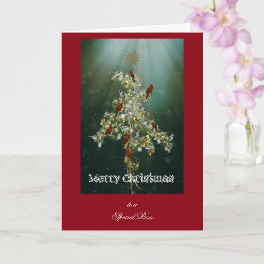 キンセンギクと野鳥のクリスマス・グリーティング カード (蘭)