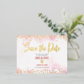 キンセ救ニェラデイトクラウン赤面ピッ実在ク金ゴールド 箔招待状ポストカード (立ち正面)