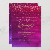 キンセ書ーニェラ、星の赤いグラデーションカード セーブザデート (正面/裏面)