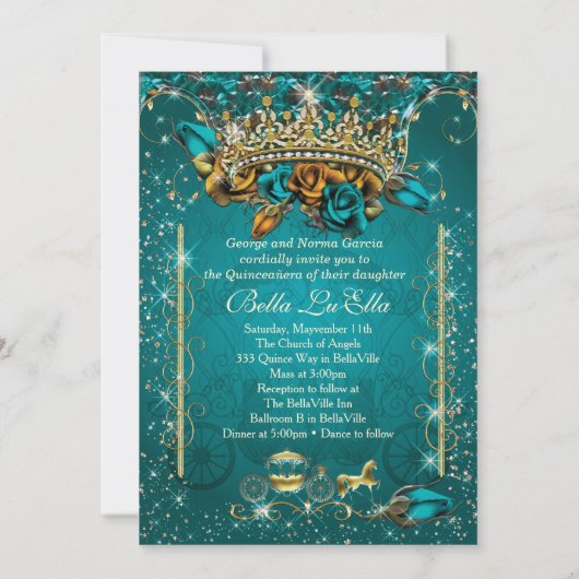 キンセ王室のーニェラとスウィート16パーティの招待状 招待状 (裏面)