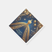 キンセ王室のーニェラ金ゴールドと海軍プリンセステーマ スタンダードカクテルナプキン (角)