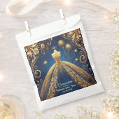 キンセ王室のーニェラ金ゴールドと海軍プリンセステーマ フェイバーバッグ (クリップ留めされた状態)